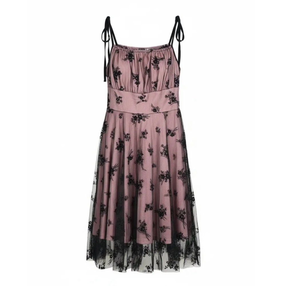 Purple and Black Lace Floral Dress 90s Whimsigoth